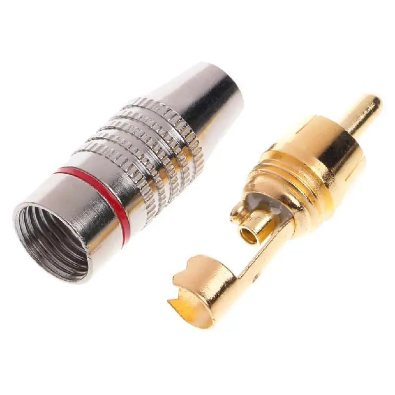 10pcs RCA Male Plug Audio Video Cable Speaker Connector Lockable Adjustable Gold Plate Audio Plug Rca Male Plug 45mm Oasis Select