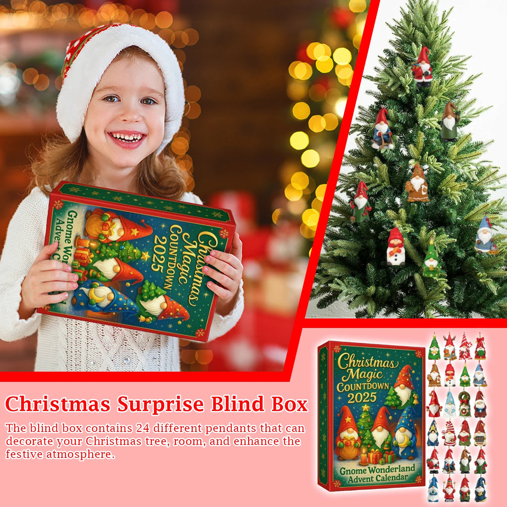 2025 Christmas Magic Gnome Wonderland Arrives 24-Day Christmas Advent Calendar 2D Acrylic Gnome Holiday Blind Boxes Oasis Select