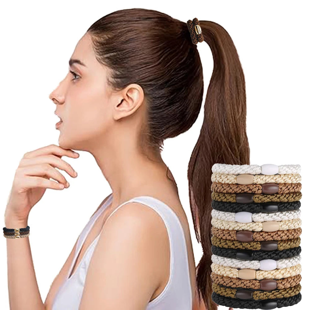 10pcs 5mm Black Mix Elastic Hair Ties Hair Bands No Damage Soft Ponytail Holders Hair Accessories for Girls Women Oasis Select