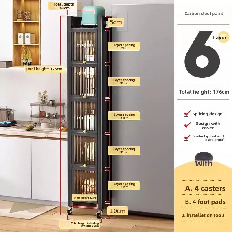 Kitchen crevice storage cabinet bathroom refrigerator crevice cabinet narrow cabinet with door floor to ceiling locker against Oasis Select Sixth floor A