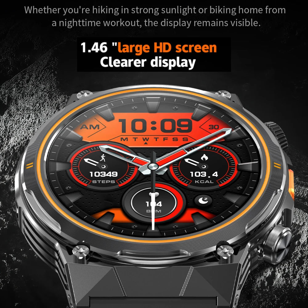 2025 Calendar Men Wireless Call Smart Watch LED Flashlights Waterproof Heart Rate Health Sleep Sports Fitness Smartwatch 400Mah Oasis Select