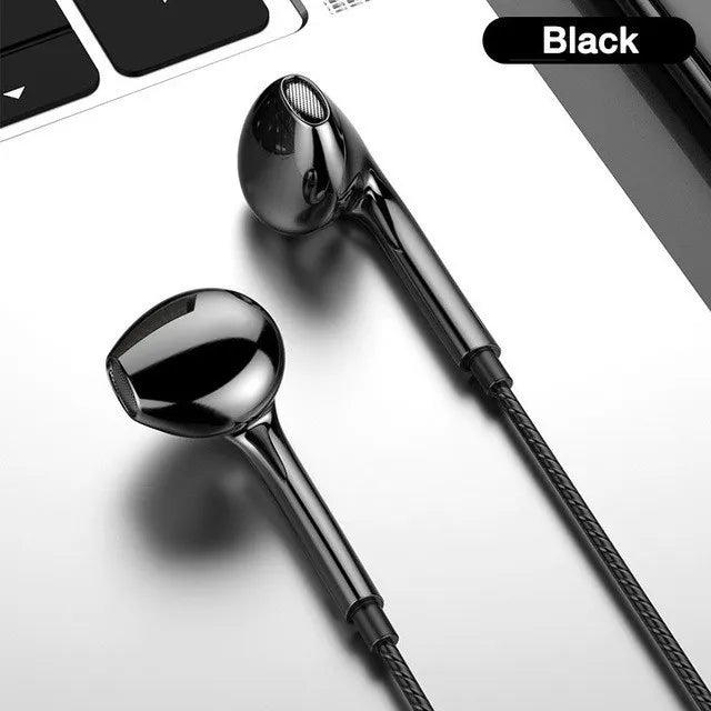 3.5mm Wired Headphones In Ear Headset Wired Earphones with Microphone Bass Stereo Earbuds Sports In-line Control For Phones Oasis Select Black