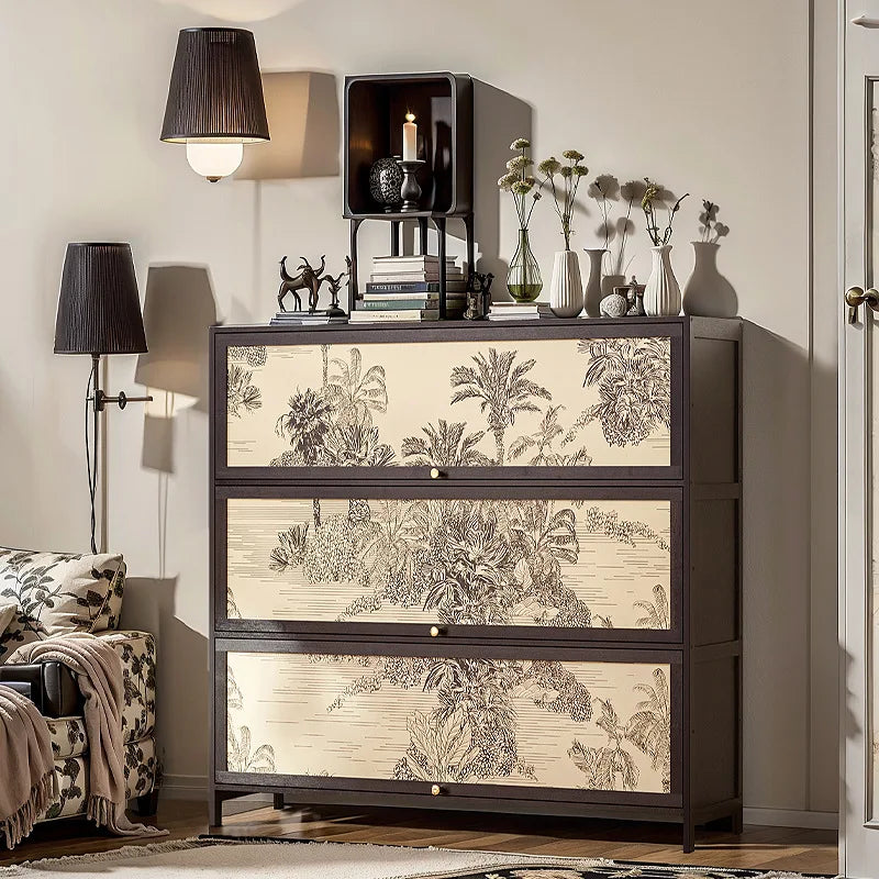 Solid wood minimalist shoe cabinet American retro home door American black wall shoe rack storage cabinet Oasis Select