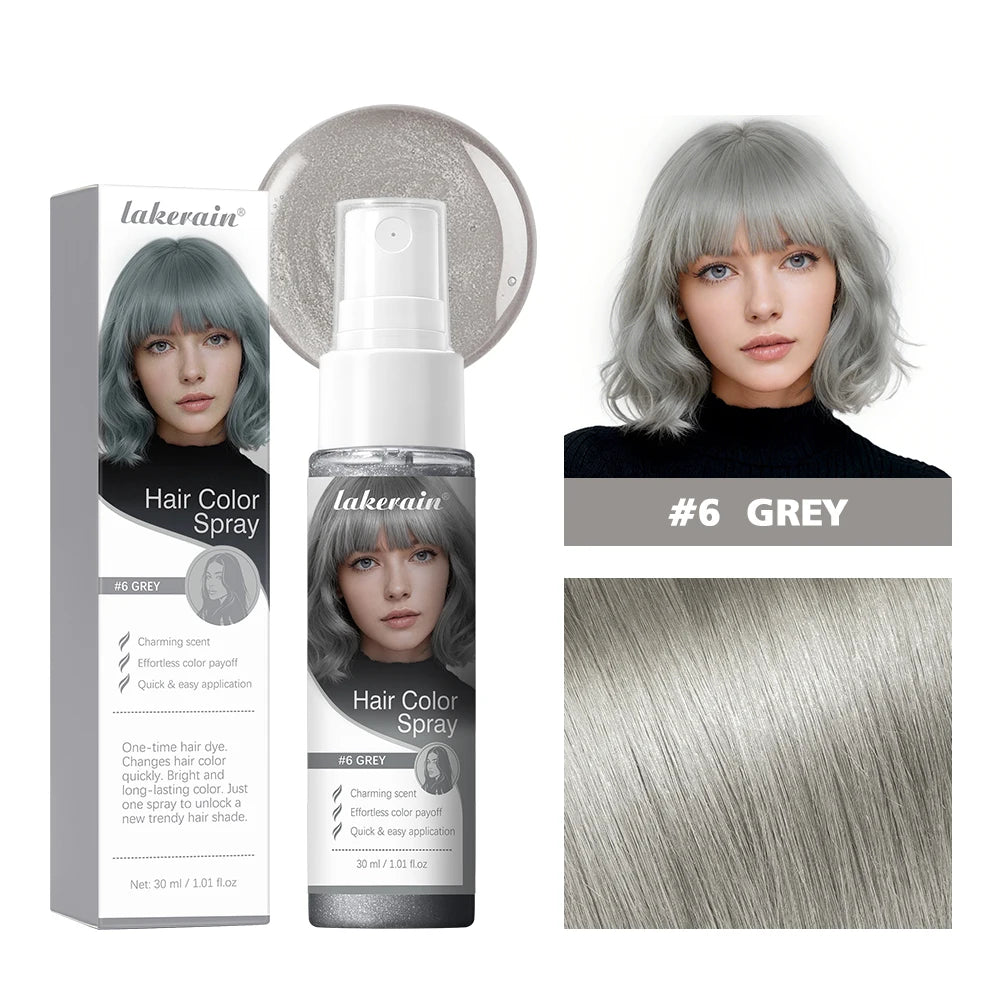 Hair Color Spray Instant Hair Dye One-Time Temporary Washable DIY Hair Chalk Multi Color Party Cosplay Makeup Styling Oasis Select 6 grey