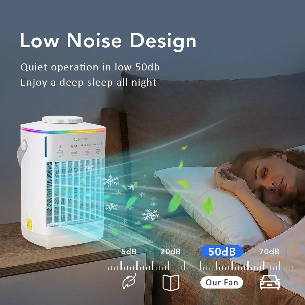 Portable USB Mist Fan 700ml | RGB Light, 3 Speeds & Timer