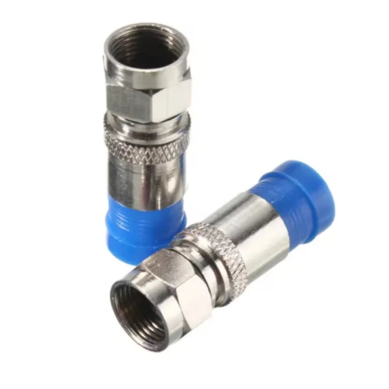 10/20pcs RG6 Compression Connectors RG6 F Type Connector Coax Coaxial Compression Fitting Waterproof Connection Blue Oasis Select