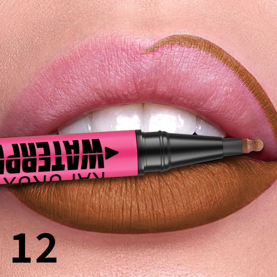 KAFURUX Matte Liquid Lip Liner – 12 Colors, Waterproof