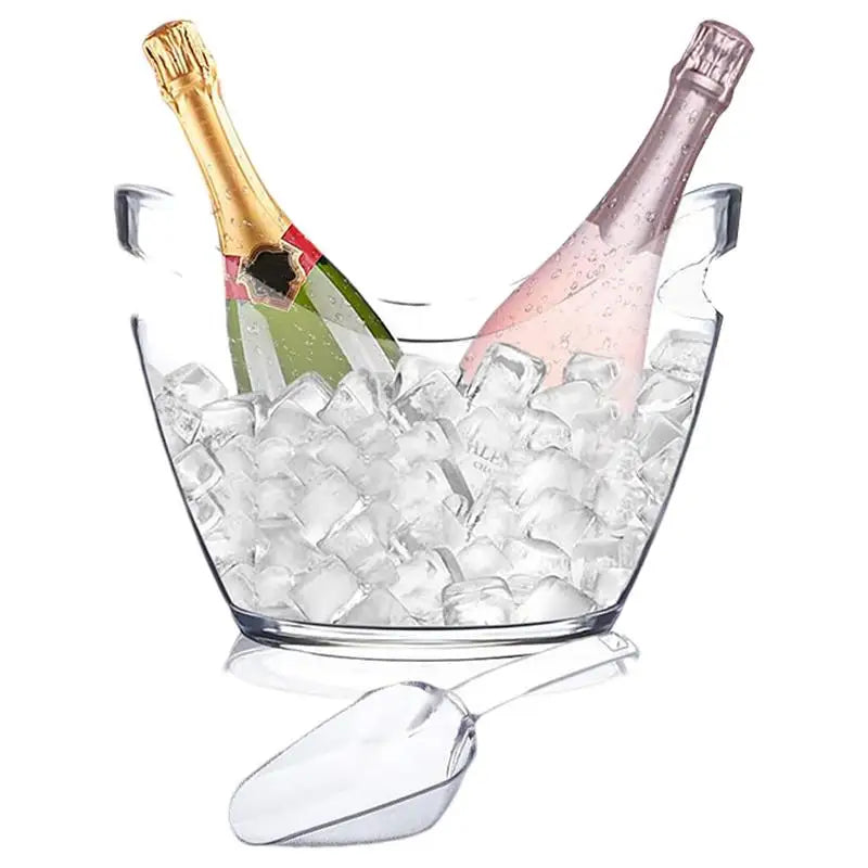 Clear Ice Bucket Beverage Tub with 2 Scoops Handle Cooling Large Ice Bucket for Wine Champagne Bar Supplies for Family reunion Oasis Select