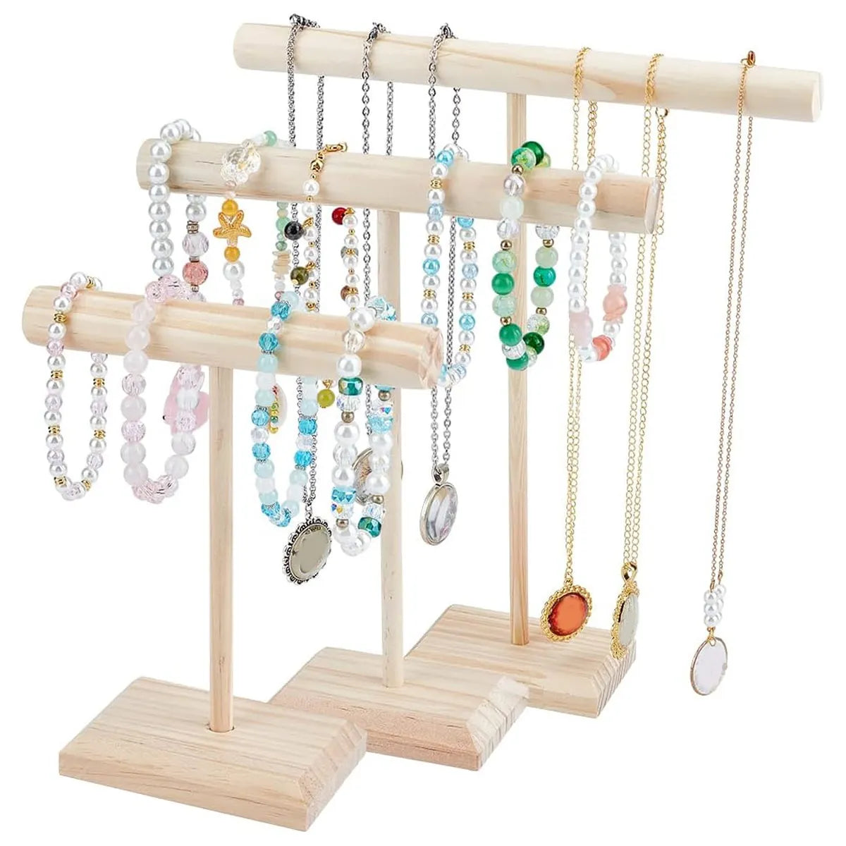 Wooden Bracelet Display Rack, T-Shaped Jewelry Rack, Jewelry, Necklace, Watch Storage Rack, Minimalist Hanging Rack Oasis Select