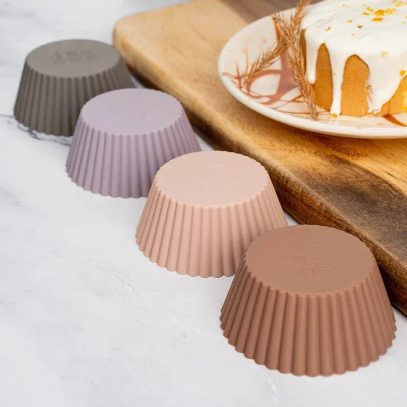 4/8/12pcs Muffin Silicone Cup Liners Cupcake Mold High Temperature Resistant Reusable Baking Wedding Birthday Party Decorations Oasis Select