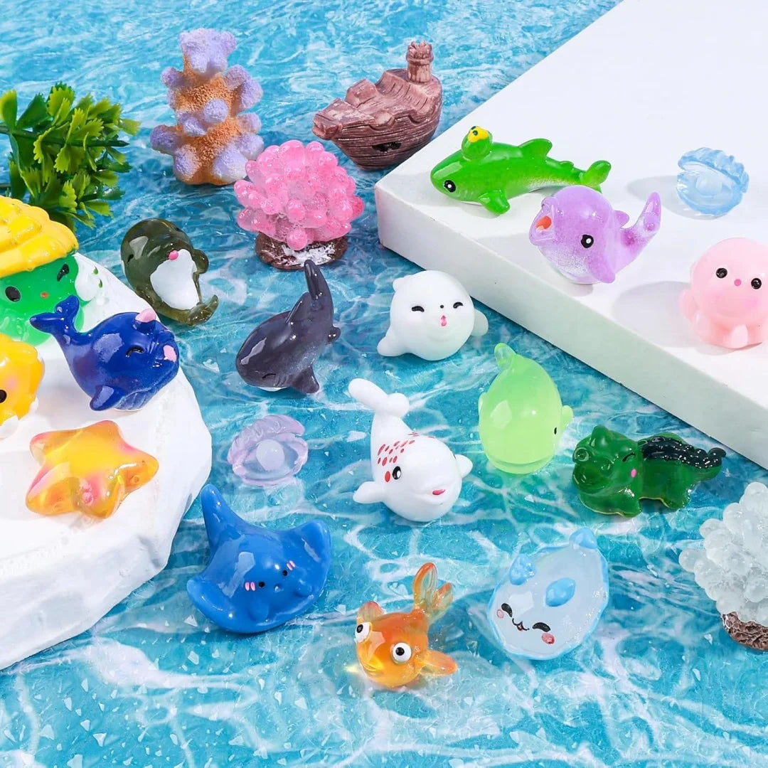 Mini Ocean Resin Animals Tiny Sea Animals Figurines Marine Miniature Animals Aquarium Ornaments Home Decorations Oasis Select