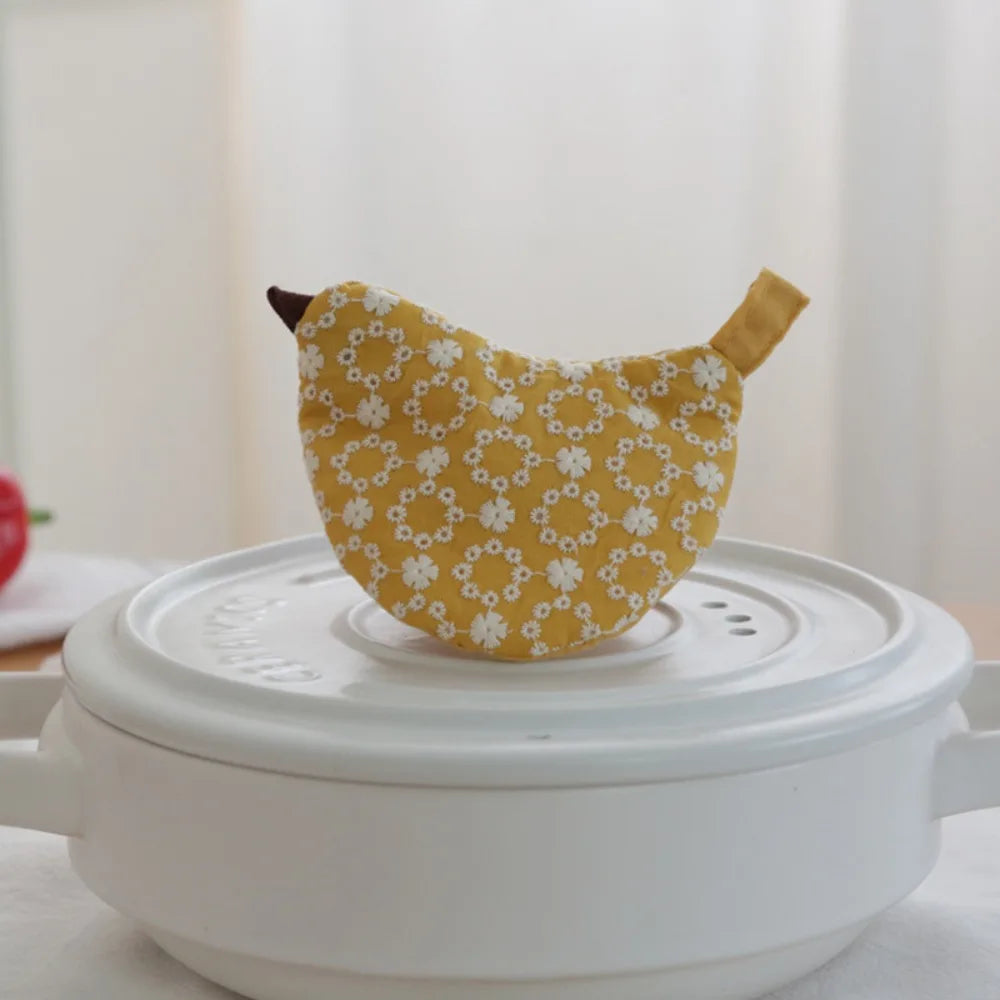 Embroidered Bird Pot Lid Handle Cover – Heat-Resistant Non-Slip