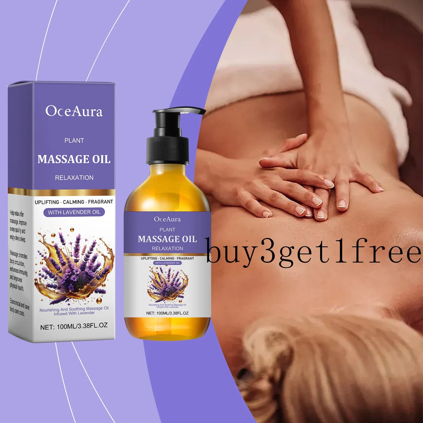 OceAura Lavender Essential Oil – Soothing Body Massage Oil 100ml Body Massage Oil Oasis Select