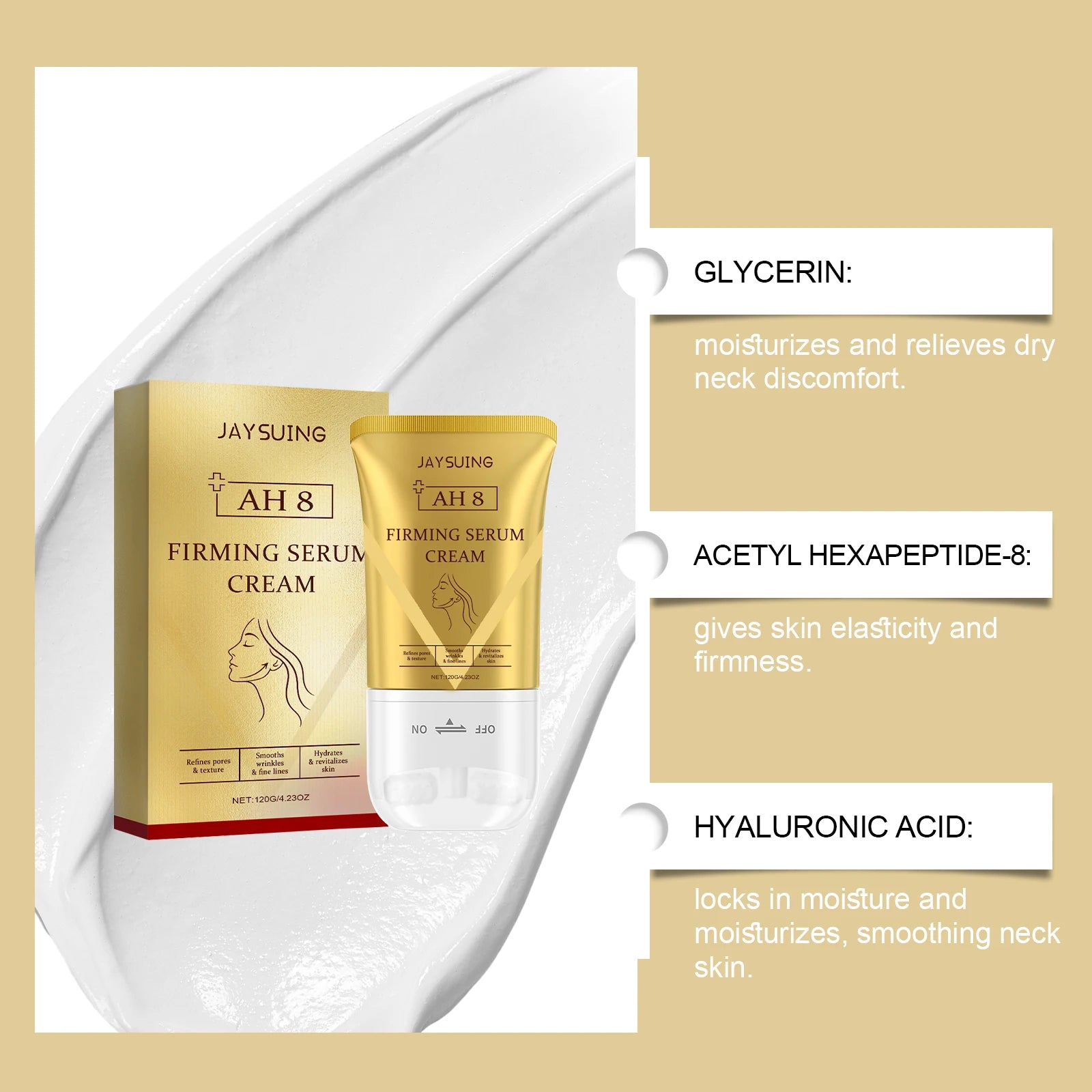 Neck Firming Roller Cream Deeply Moisturizing Lifting Brighten Skin Fades Fine Lines Reduce Double Chin Massage Firm Neck Cream Oasis Select