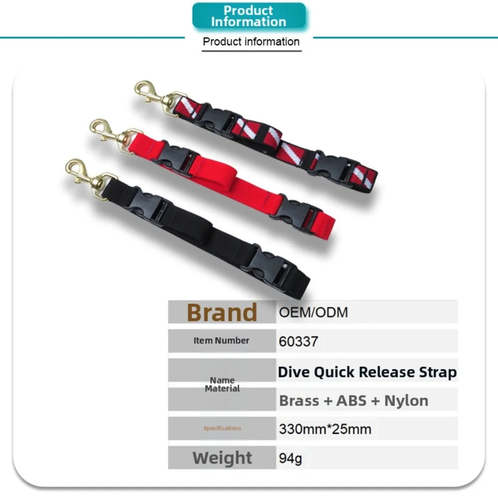 1pc Diving Lanyard Clip 255x25mm Multi-Purpose Frog Shoe Buckle Lift Cord Clip Fin Holder For BCD Side Mount Hanging Accessories Oasis Select