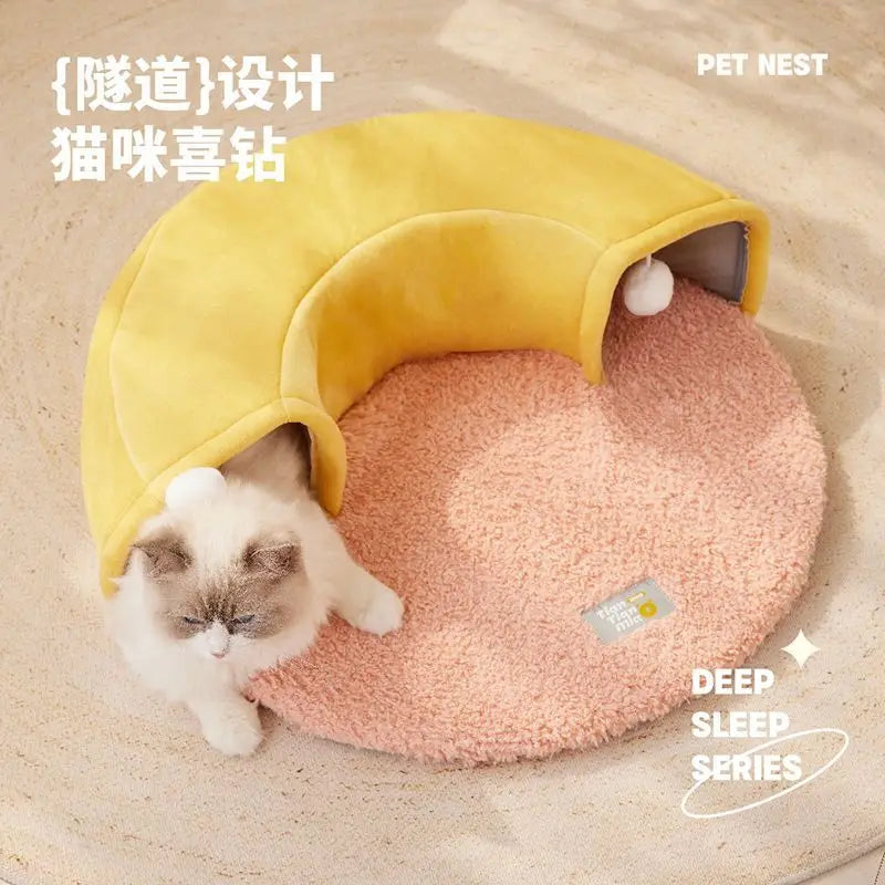 New Winter Warm Cat Bed, Dog Sleeping Bed, Plush Cat Princess Style, Dopamine Little Nest, Teddy Bed, Cute and Versatile Oasis Select pink L diameter 60 cm
