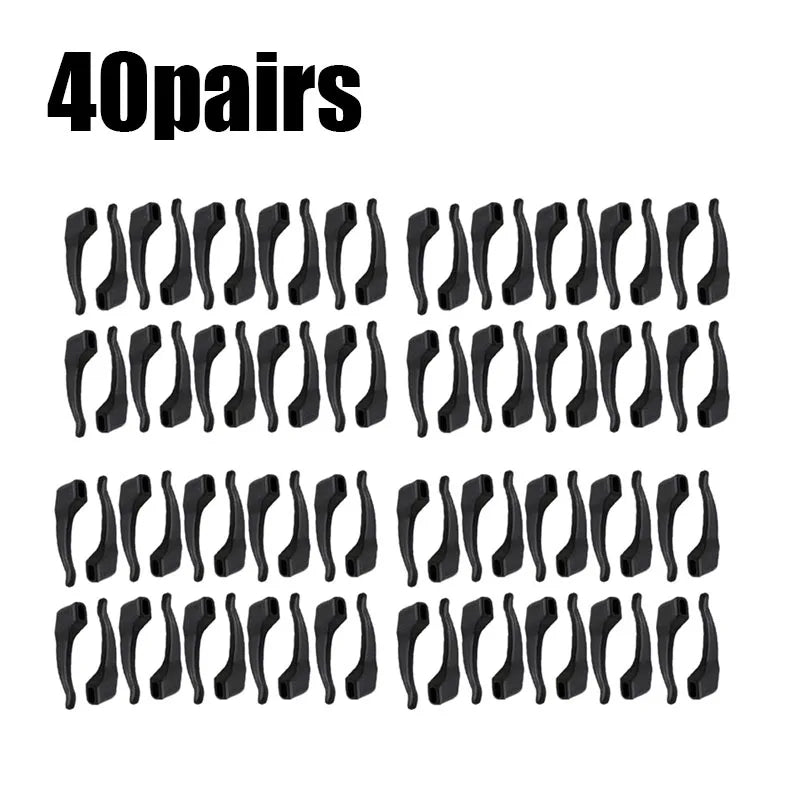 10/20/30/40Pairs Silicone Anti-Slip Eyeglass Hooks Comfortable Secure Glasses Holders For Activities Eyewear Accessories Oasis Select 40pairs black