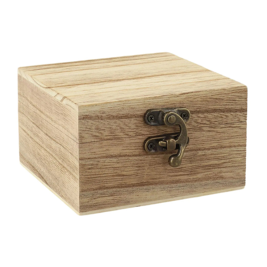 Square Wooden Storage Box Retro Flip-top Wooden Box Giving Box 10x10x6CM Jewellery Craft Storage Box Home Decoration Oasis Select Light Color