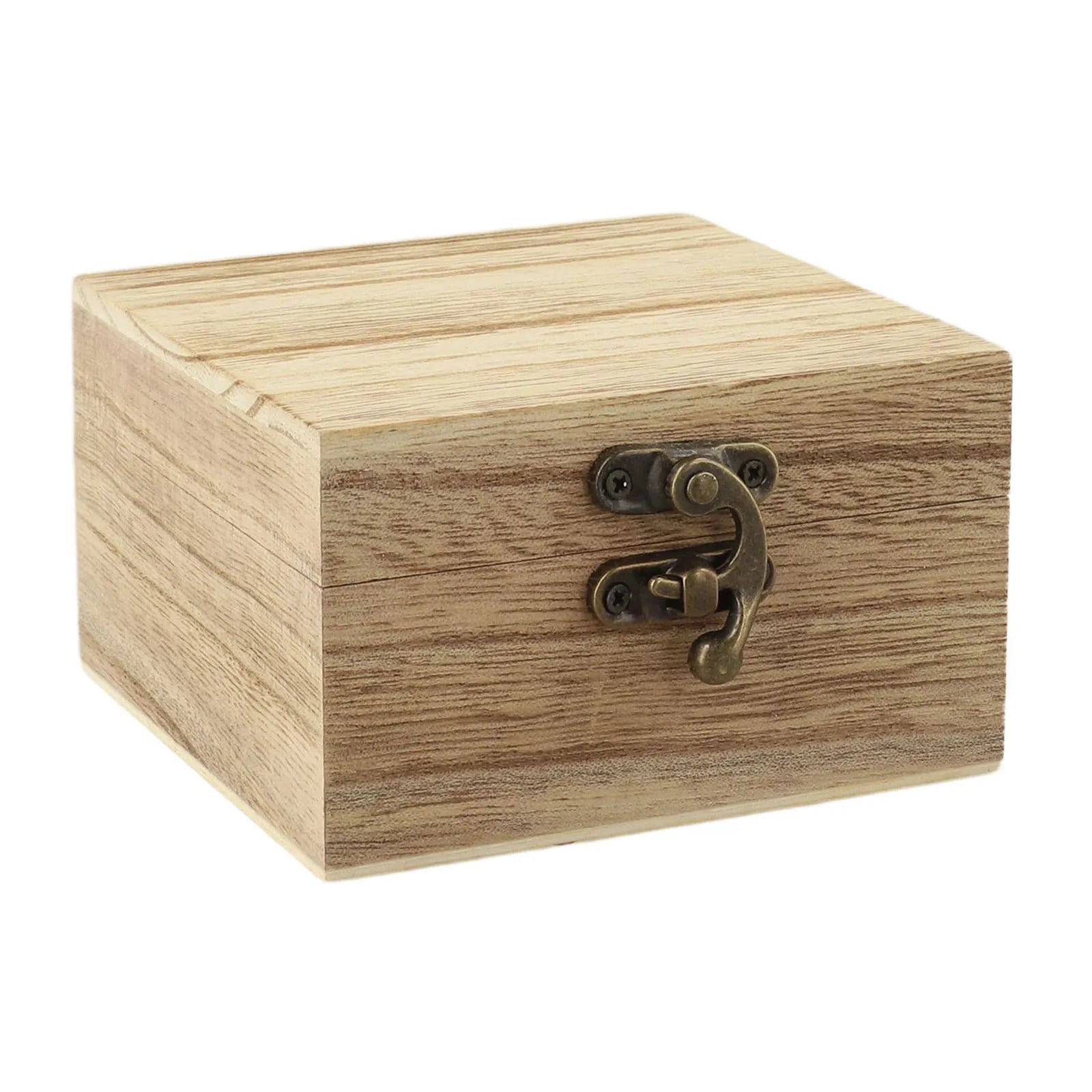 Square Wooden Storage Box Retro Flip-top Wooden Box Giving Box 10x10x6CM Jewellery Craft Storage Box Home Decoration Oasis Select Light Color