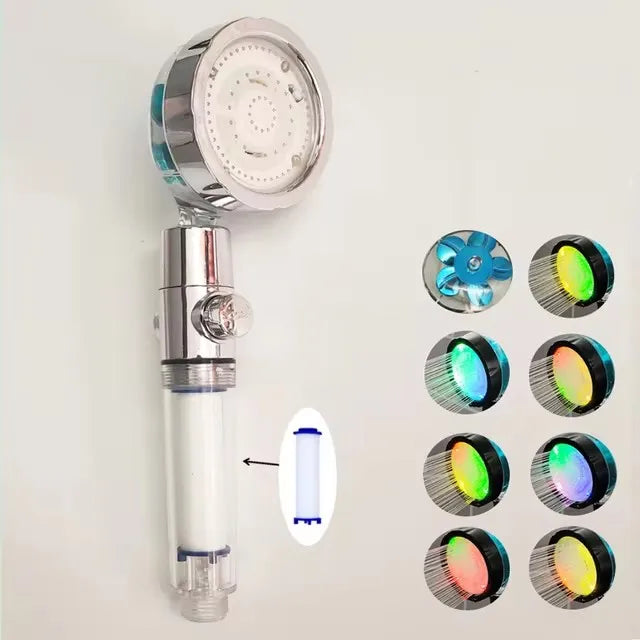 LED Anion Shower Head Rainfall SPA Temperature Control Shower Head Pressurized Water Saving 3/7 Colors Handheld Bathroom Shower Oasis Select 7 - Colorful F