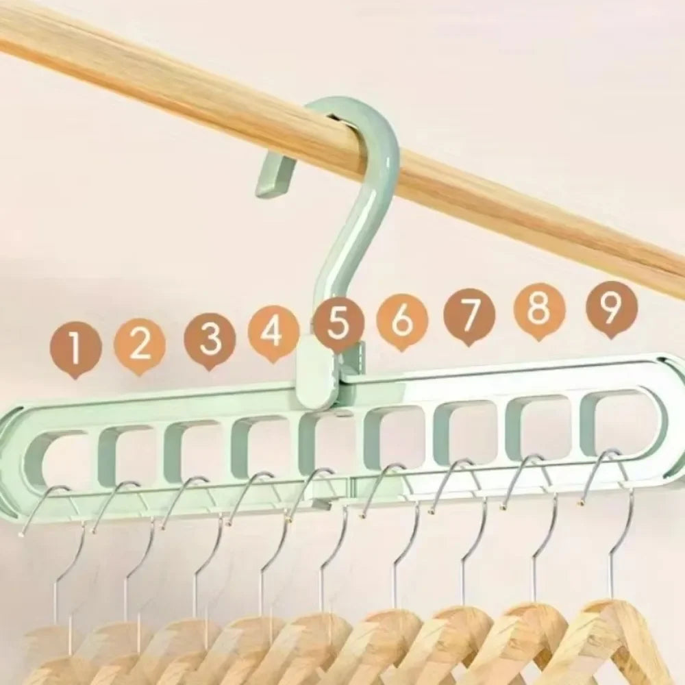 5pcs 9-hole Wardrobe Storage Rack Multifunctional Foldable Clothes Drying Rack Storage Clothes Rack Space-saving Clothes Hanger Oasis Select