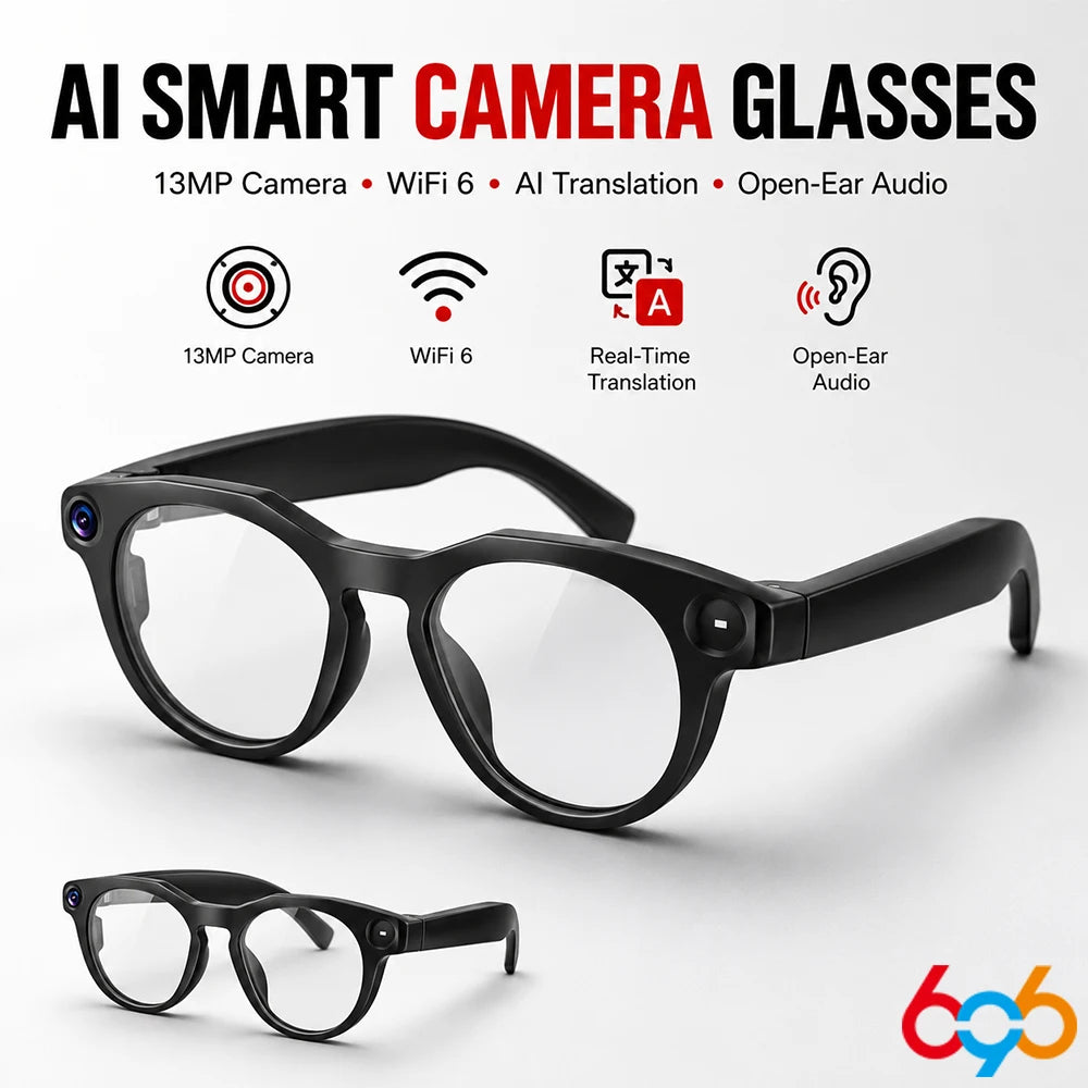 AI Smart Glasses 1300W Pixel Anti Blue Light HD Camera Video BT Call Real-time Translation Live Streaming Glasses Sunglasses Men Oasis Select