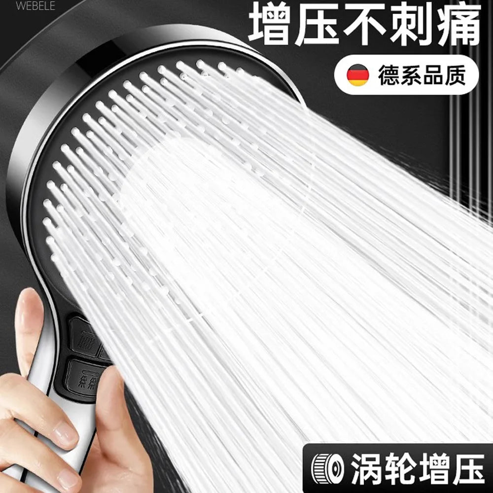 New 13CM Adjustable 6 Speed Button Shower Head Bathroom High Pressure Water Saving Shower Mixer Nozzles Set Bathroom Accessories Oasis Select