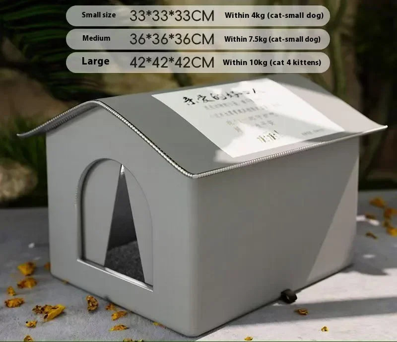 Waterproof Outdoor Stray Cat House Feral Cat House Foldable Tent Portable Breathable Pets Tent Anti-Moisture Outsid Pet Supplies Oasis Select gray M