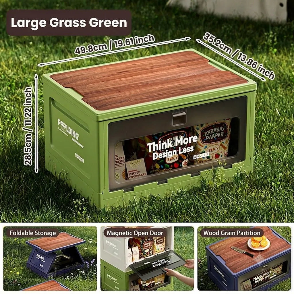 Outdoor camping revenue box with side-opening large-sized tent cover folding box for vehicle trunk organization and storage Oasis Select L green-wooden