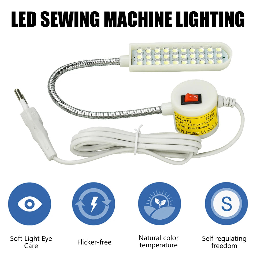 30 LED Sewing Machine Work Light High Lumen Eye Protection Lamp for Home Industrial Sewing Machine Easy Install Lighting Oasis Select