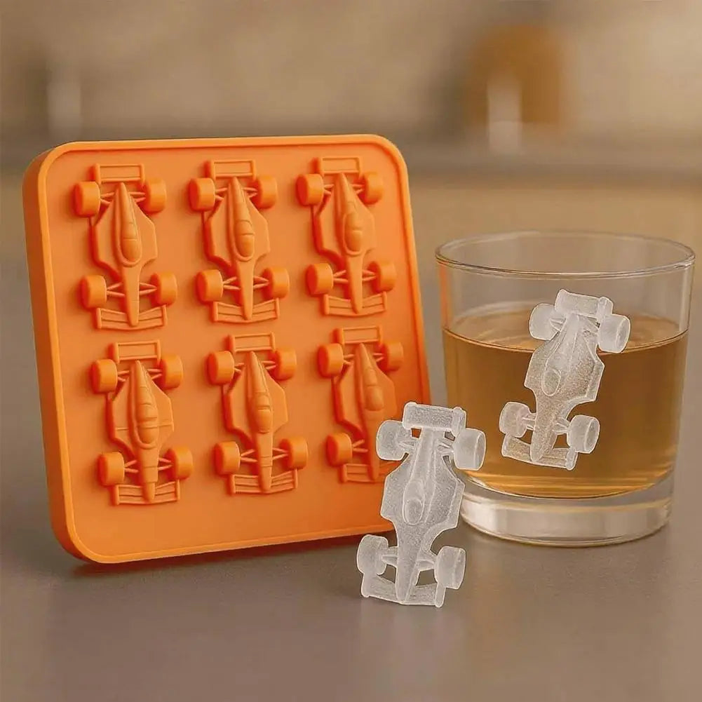 Formula Racing Car Ice Mold F1 Ice Mold, Silicone Racing Car Jelly Mold, 6-Cavity 3D Race Car Tumbler Ice Cube Tray Baking Tool Oasis Select