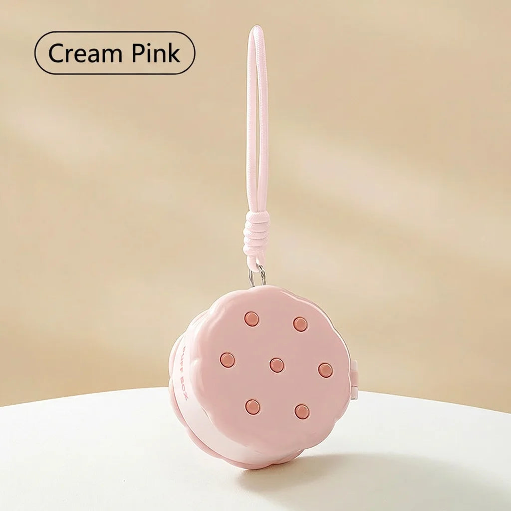 Cookie-Shaped 2-Layer Powder Puff Cosmetic Storage Box