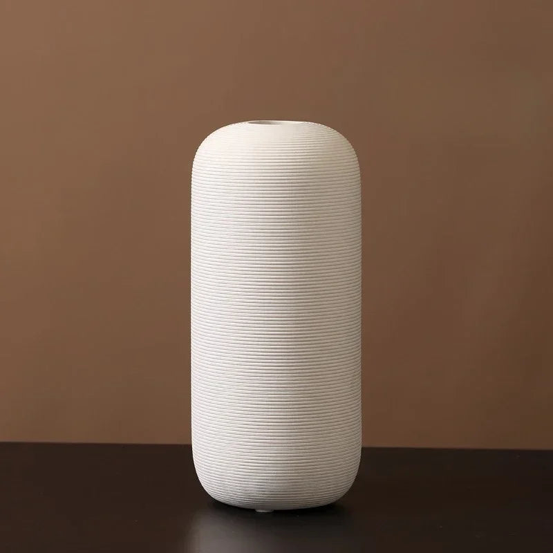 Modern simple white ceramic vase decoration flower arrangement living room TV cabinet home decoration flower device Oasis Select H (D 12cm H 25.5cm)