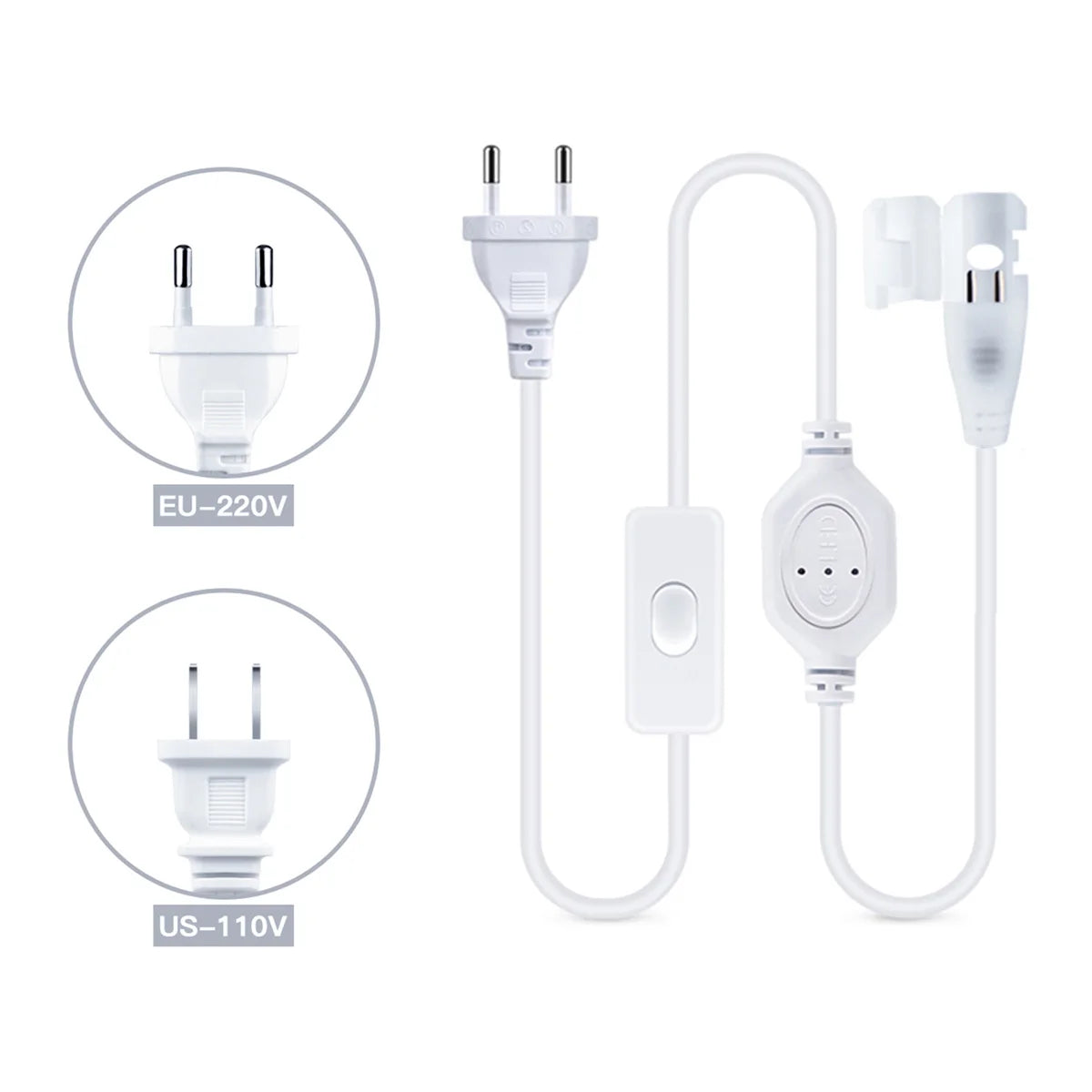 EU/US Plug for 220V/110V COB LED Strip Power Supply Plug with Button Switch Cable, Light Accessories Plug Connector Oasis Select