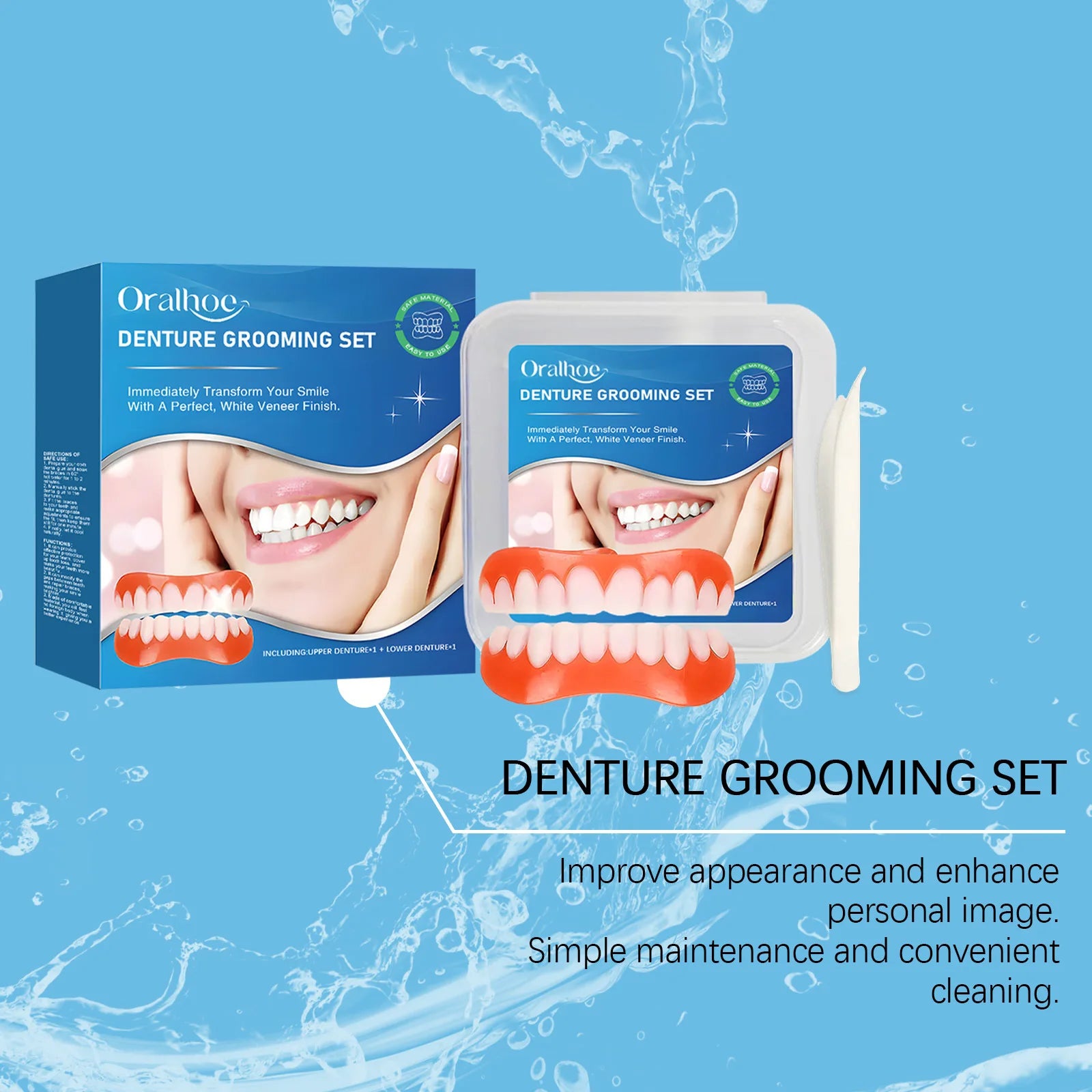 Oralhoe Silicone Snap-On Denture Kit – Upper & Lower Soft Fit Snap-On Denture Kit Oasis Select