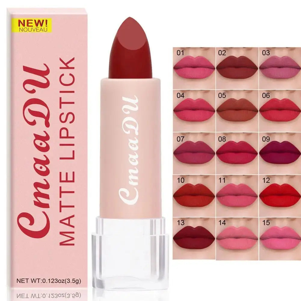 CmaaDu 15-Shade Matte Velvet Lipstick – Waterproof & Long Lasting Matte Velvet Lipstick Oasis Select