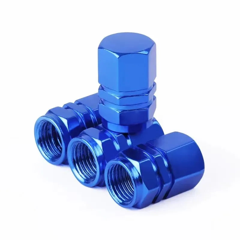 4 Aluminum Alloy Car Tire Valve Caps Hex Tyre Stem Cover Air Dust