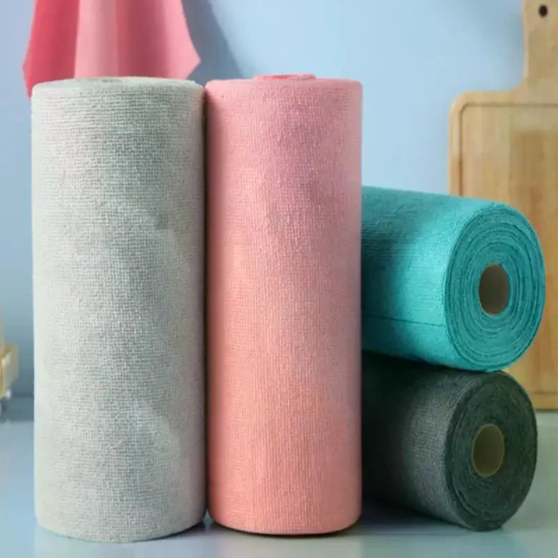 Reusable Lint-Free Microfiber Cleaning Cloths, Super Absorbent Towels, Quick-Dry Kitchen Towels, 1 Roll, 20Pcs Oasis Select