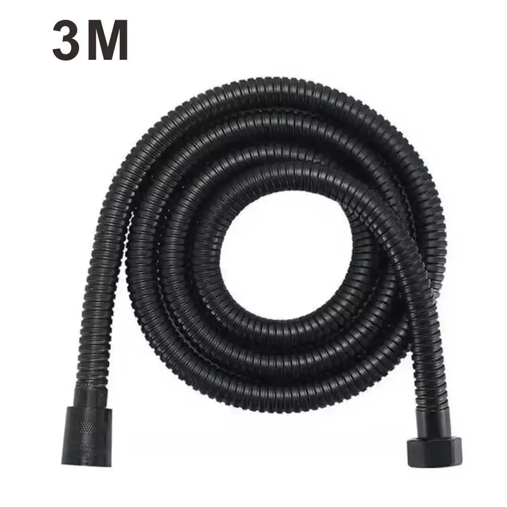 1.5/2/3M Stainless Steel Shower Hose Black/Silver Long Bathroom Shower Water Hose Extension Plumbing Pipe Showerhead Tube Oasis Select 3M black