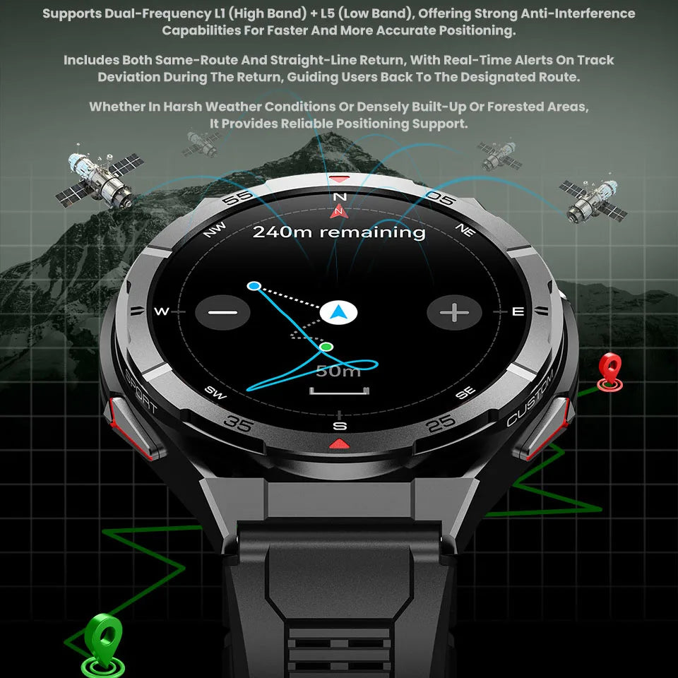 3ATM Waterproof Smart Watch Men GPS AMOLED Screen Smartwatch Compass Altitude Air Pressure BT Call 480mAh Sports Health Monitor Oasis Select
