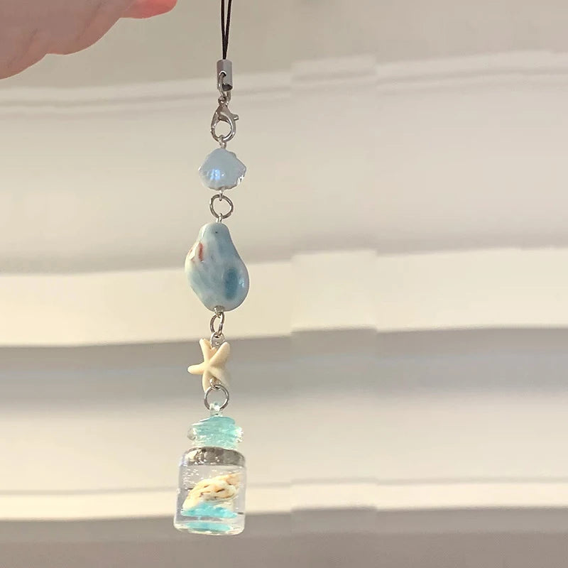 Transparent Keychain Cute Wind Chime Pendant Keyring Mobile Phone Lanyard Kawaii Bag Decorative Accessories Home Decorations Oasis Select A14