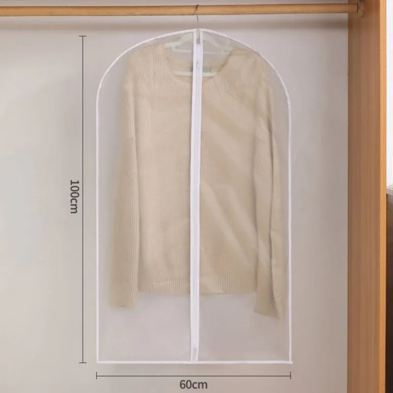Clothes Dust Cover Transparent Thickened Washable PEVA Hanging Suit Coat Protector Household Storage Bag for Wardrobe Oasis Select
