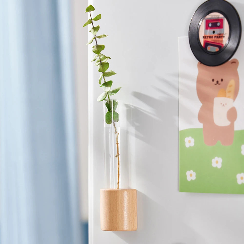 Mini Magnetic Test Tube Vase – Wooden Hydroponic Planter