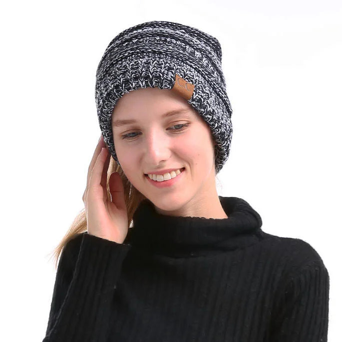 Colorful Knitted Hat, Empty Top, Fashionable Ponytail Hat, Autumn and Winter 3-Color Dome, Casual and Versatile Oasis Select 1