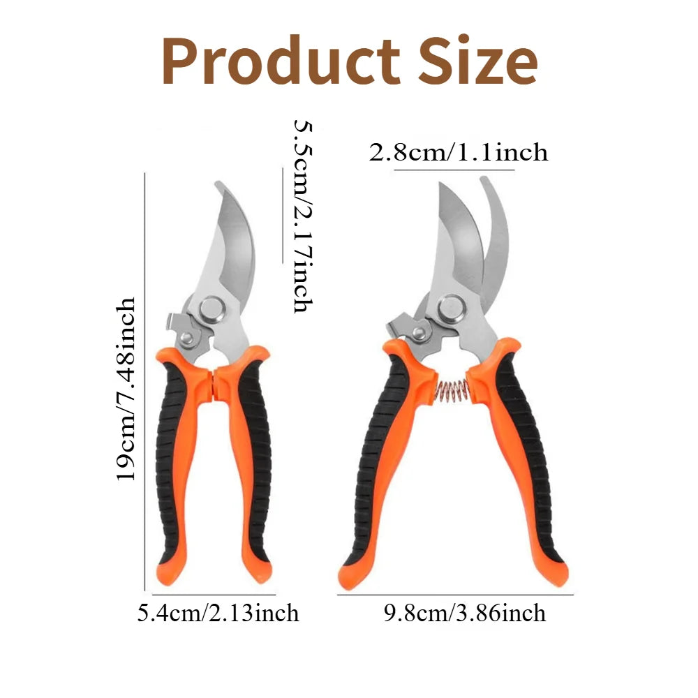 Heavy Duty Pruning Shears Stainless Steel Garden Scissors Fruit Tree Bonsai Trimmer Ergonomic Non-Slip Grip Plant Care Tools Oasis Select