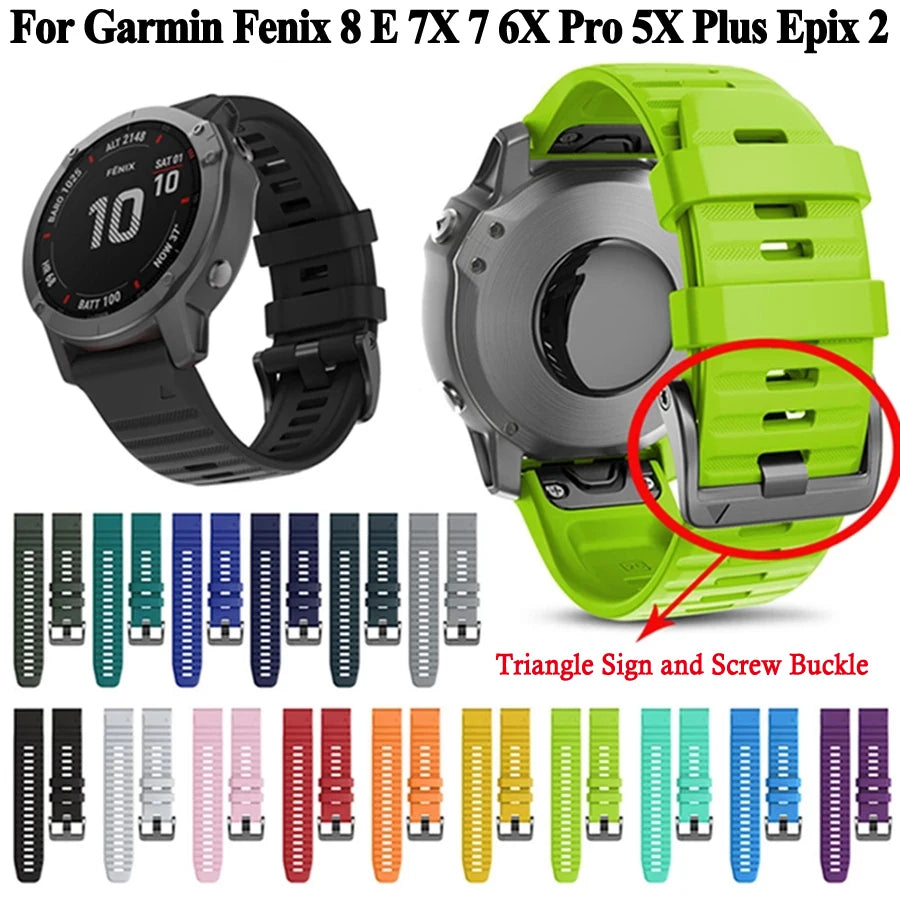 Silicone Quick Fit Band for Garmin Fenix 8/7/6/5 – 22mm & 26mm Silicone Watch Band Oasis Select