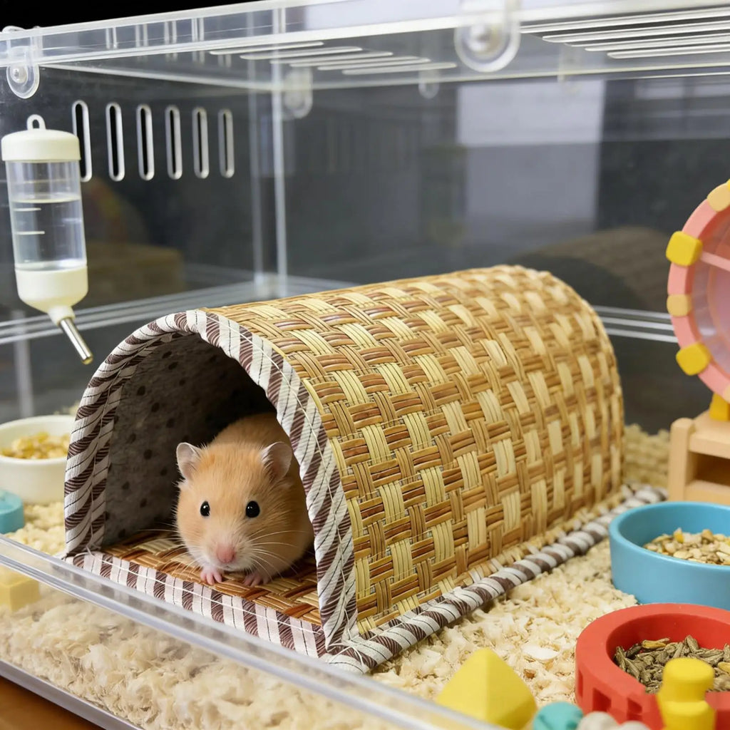 cooling Hamster Bed Breathable Wear Resistant Pet Cave Nest Weave Cooling Mat Hiding House Cage Hamster Habitat House Bed Oasis Select