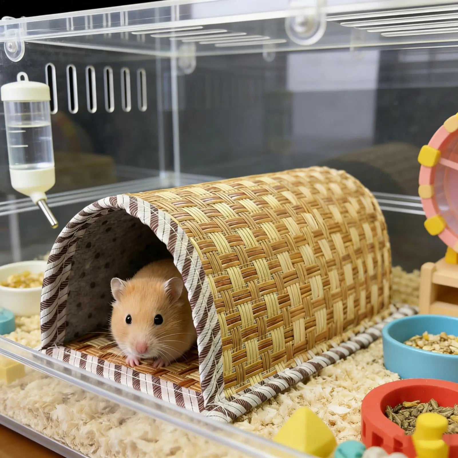 cooling Hamster Bed Breathable Wear Resistant Pet Cave Nest Weave Cooling Mat Hiding House Cage Hamster Habitat House Bed Oasis Select