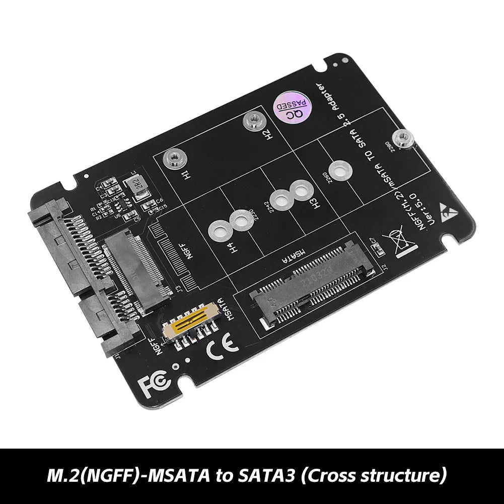 2-in-1 M.2 NGFF & mSATA to SATA3 SSD Adapter Board