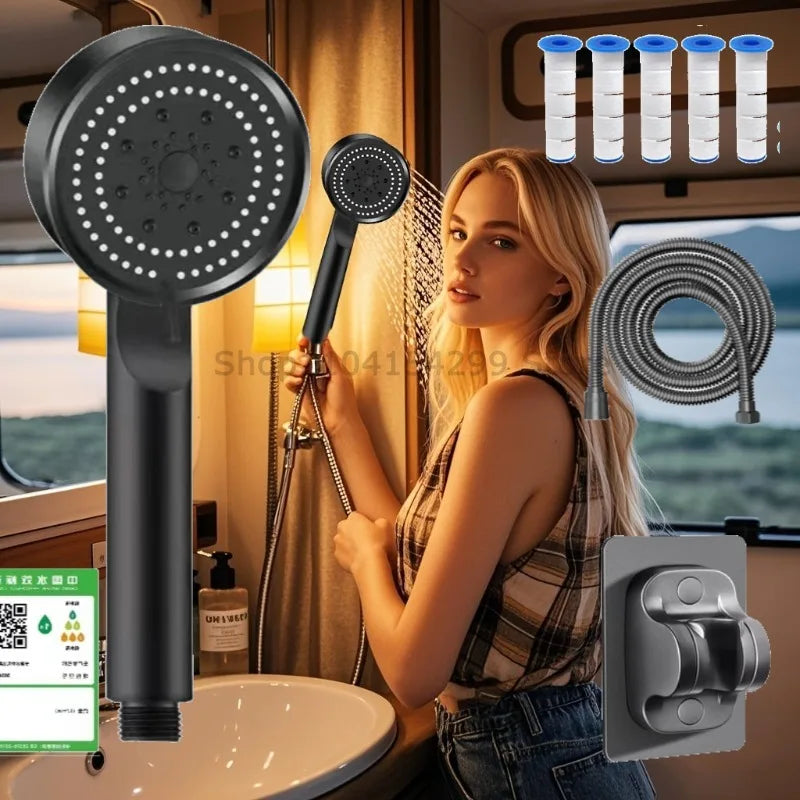 5 Modes Shower Head Set with Water Pipe Bracket Adjustable High Pressure Water Saving Shower Head Water Massage Shower Head Oasis Select